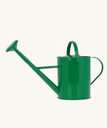 A Glückskäfer Green 1L Metal Watering Can shown with the rose attached.
