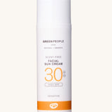 Green People Facial Sun Cream SPF30 in a 50ml tube on a plain background.