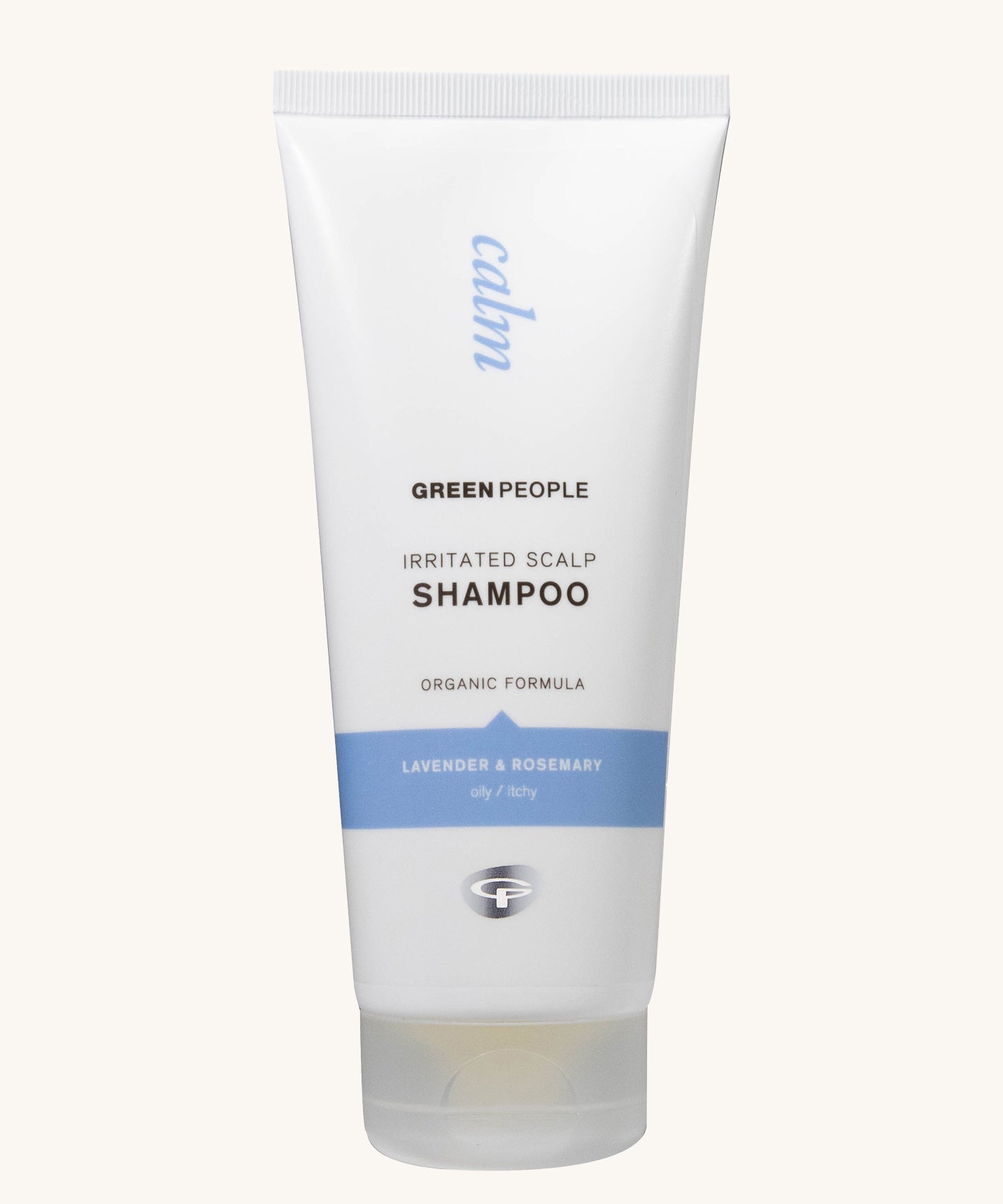 Green People Irritated Scalp Shampoo in a 200ml tube on a plain background.