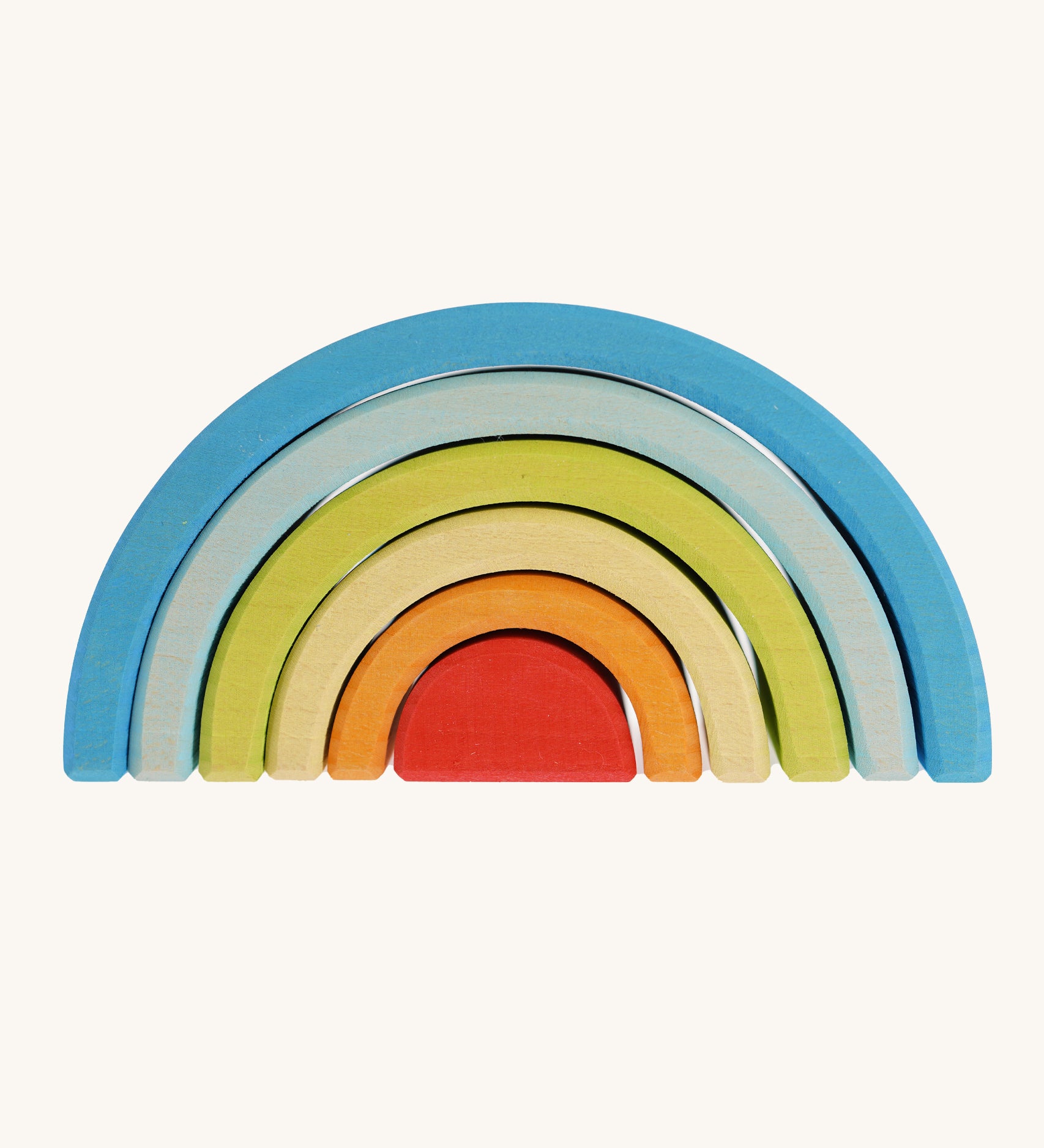 The Grimm's Babi Gwawr Sunrise 6 Piece Rainbow on a plain background.