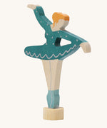 A Grimms wooden ballerina decorative figure in blue. Features a small base on the bottom to slot into the celebration ring.