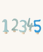 Grimm's Decorative Numbers Set 1-5 in shades of Blue. A wide range of Waldorf inspired celebration rings and decorative figures are available at Babipur.