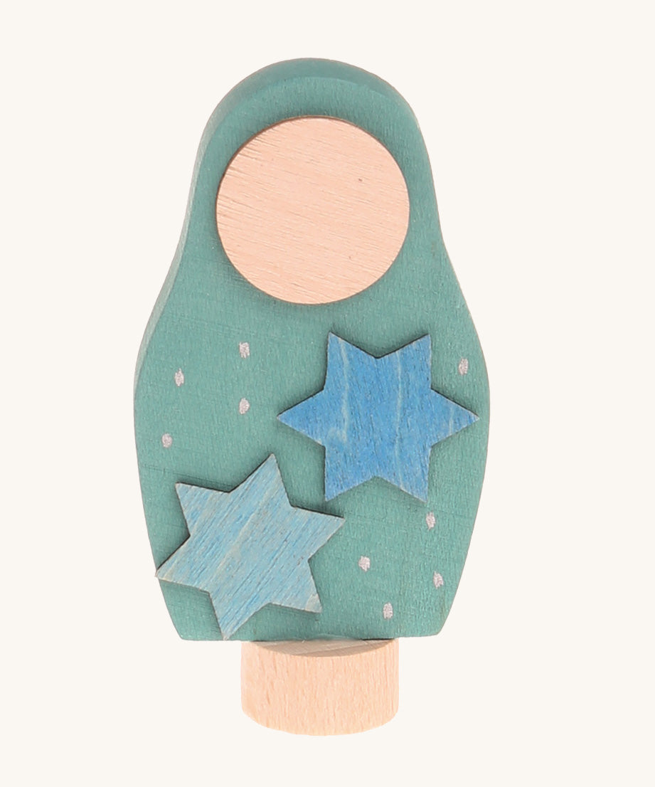 Grimm's Matryoshka Stars Decorative Figure, a blue figure with star details on the front.