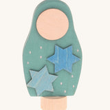 Grimm's Matryoshka Stars Decorative Figure, a blue figure with star details on the front.