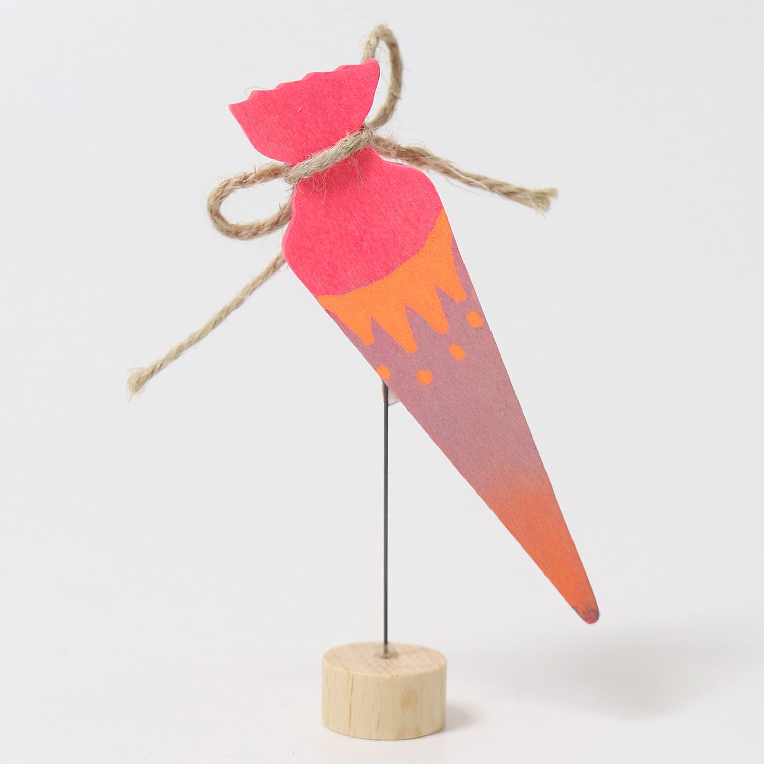 Grimm's Sweet Cone Decorative Figure - Neon Pink on a plain background.