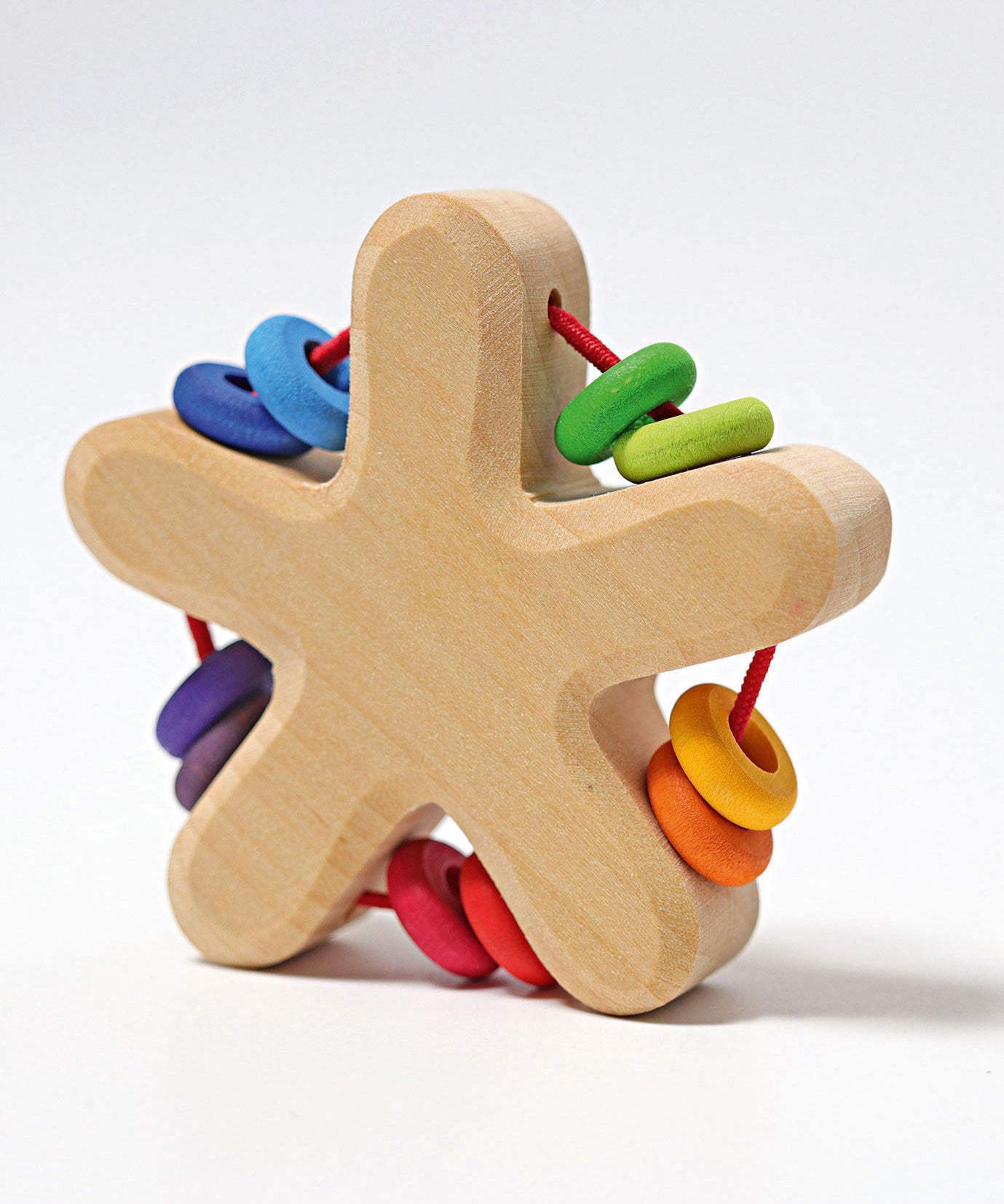 The Grimm's Wooden Baby Star Rattle.