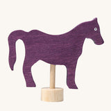 Grimm's Violet Horse Decorative Figure. A purple coloured horse figure to fit on a Grimm's celebration ring. These Waldorf inspired decorative figures are part of a wide range of wooden decorations for celebration rings available here at Babipur.