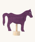 Grimm's Violet Horse Decorative Figure. A purple coloured horse figure to fit on a Grimm's celebration ring. These Waldorf inspired decorative figures are part of a wide range of wooden decorations for celebration rings available here at Babipur.
