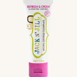 A 50g tube of Jack N' Jill berries and cream flavoured fluoride free kid's toothpaste.