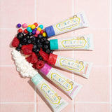 5 50g tubes of Jack N' Jill flavoured fluoride free kid's toothpaste.  Bubblegum, blueberry, strawberry, berries and cream and milkshake.