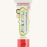 A 50g tube of Jack N' Jill Strawberry flavoured fluoride free kid's toothpaste.