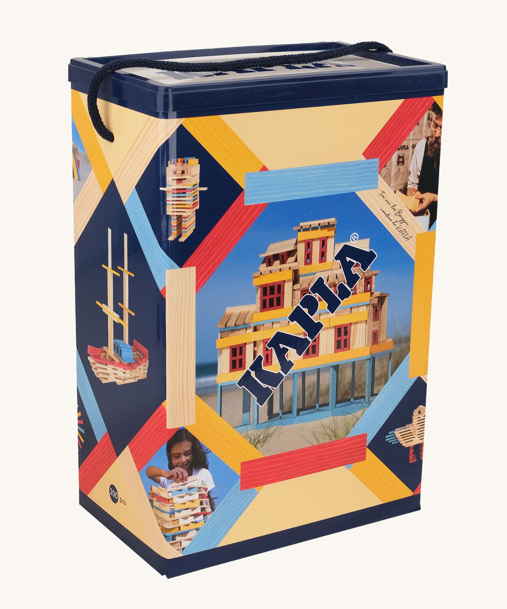 KAPLA Wooden Building Blocks 200 Box in Summer colours.