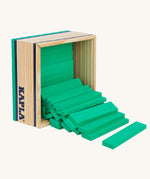The Kapla 40 Square wooden engineering blocks set - light green planks in a wooden box.