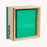 The Kapla 40 Square wooden engineering blocks set - light green planks in a wooden box.