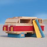A campervan created using the blocks from the Kapla Summer set.