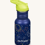 A Milky Way print, blue coloured Kid Kanteen 12oz Narrow Flip Seal Sport Cap Bottle.