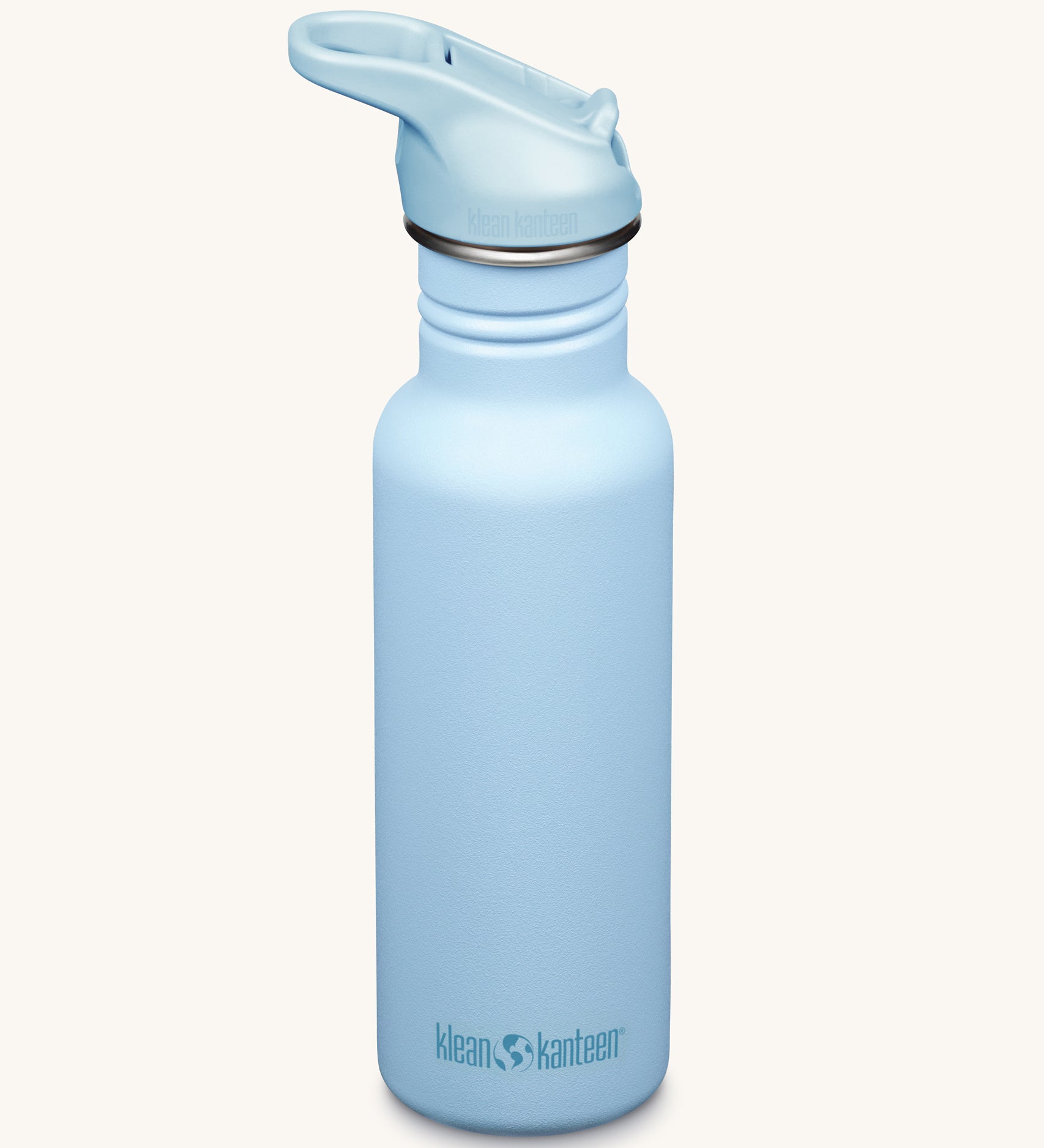 A Klean Kanteen 18oz Classic Narrow Leakproof Flip Seal Sports Cap Reusable Stainless Steel Water Bottle in a Clear Sky light blue colour.