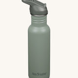 A Klean Kanteen 18oz Classic Narrow Leakproof Flip Seal Sports Cap Reusable Stainless Steel Water Bottle in a sea spray green colour.