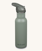 A Klean Kanteen 18oz Classic Narrow Leakproof Flip Seal Sports Cap Reusable Stainless Steel Water Bottle in a sea spray green colour.