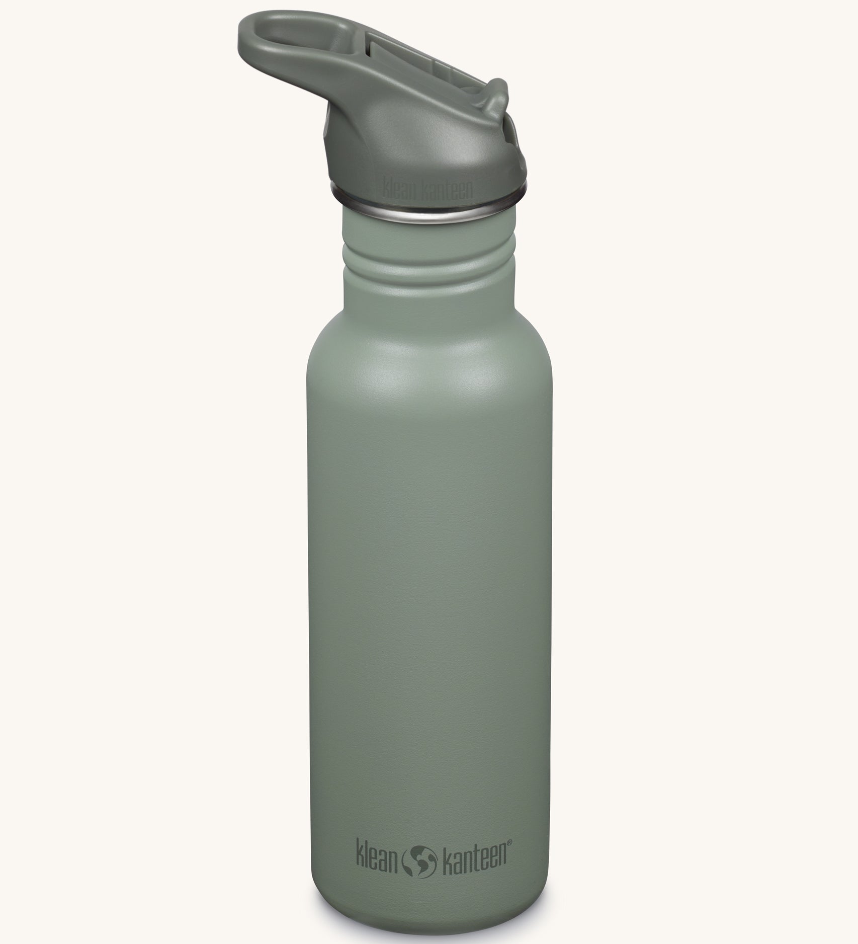 A Klean Kanteen 18oz Classic Narrow Leakproof Flip Seal Sports Cap Reusable Stainless Steel Water Bottle in a sea spray green colour.