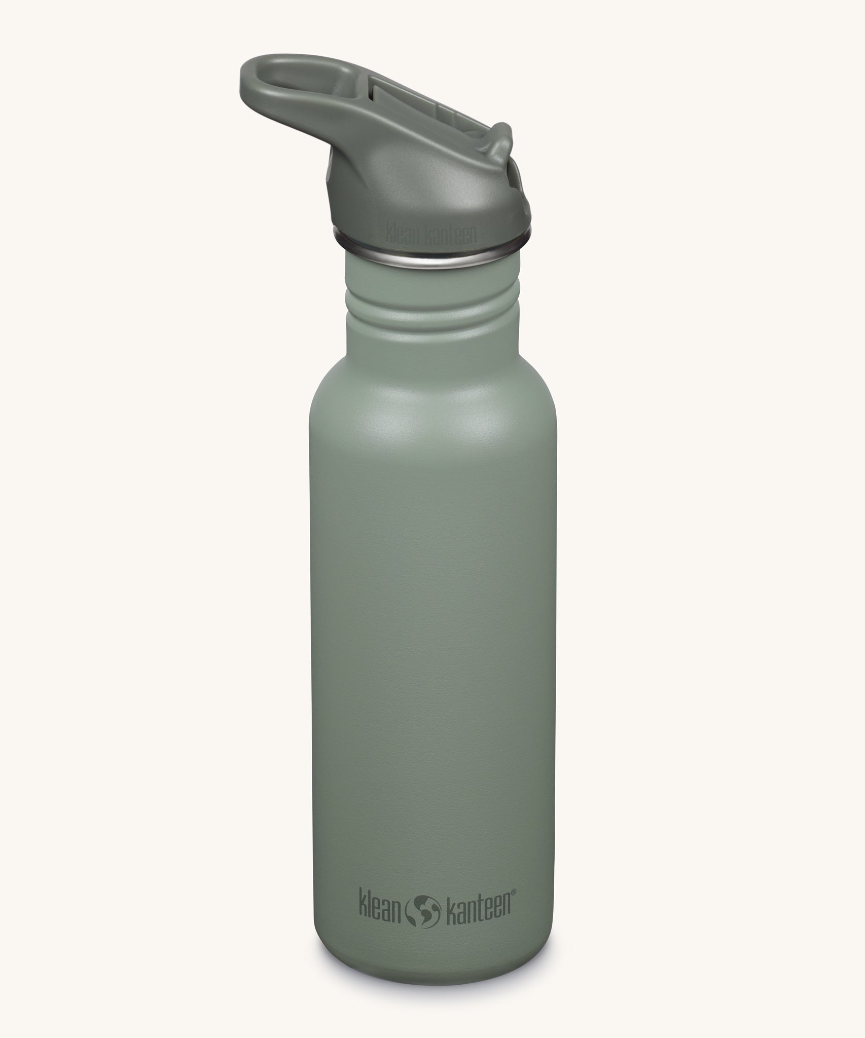 A Klean Kanteen 18oz Classic Narrow Leakproof Flip Seal Sports Cap Reusable Stainless Steel Water Bottle in a sea spray green colour.