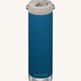 A Klean Kanteen 20oz TKWide in cosair blue with 
 a taupe Twist Cap on a plain background.
