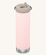 A Klean Kanteen 20oz TKWide in peach parfait with 
 a taupe Twist Cap on a plain background.