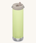 A Klean Kanteen 20oz TKWide in shadow lime with 
 a taupe Twist Cap on a plain background.