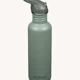 A Sea Spray green coloured Klean Kanteen 27oz Classic Narrow Flip Seal Sports Cap Reusable Stainless Steel Water Bottle.