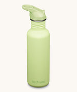 A Shadow Lime coloured Klean Kanteen 27oz Classic Narrow Flip Seal Sports Cap Reusable Stainless Steel Water Bottle.