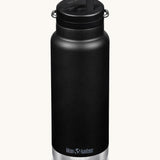 A Klean Kanteen 32oz black coloured TKWide with a Twist Straw Cap on a plain background.