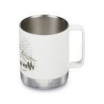 Klean Kanteen stainless steel insulated travel mug in matte white mountain on a white background