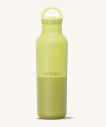 A Klean Kanteen 20oz rise insulated Reusable Stainless Steel Water Bottle with loop cap in a acacia colour that's split in a light and dark shade. Features a matching loop cap