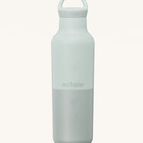 A Klean Kanteen 20oz rise insulated Reusable Stainless Steel Water Bottle with loop cap in a barely blue colour.