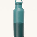 A Klean Kanteen 20oz rise insulated Reusable Stainless Steel Water Bottle with loop cap in a Brittany blue colour available at Babipur that's split in a light and dark shade. Features a matching loop cap