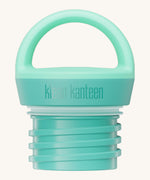 A close up of the Klean Kanteen cabbage loop cap that fits on the 20oz classic rise bottle available at Babipur showing the thread and loop hand detail