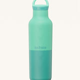 A Klean Kanteen 20oz rise insulated Reusable Stainless Steel Water Bottle with loop cap in a cabbage colour that's split in a light and dark shade. Features a matching loop cap