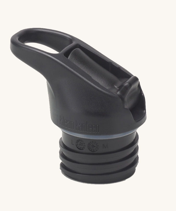 The black Klean Kanteen Flip Seal Sports Cap shown in a closed position.