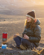 with a sunny mountain background