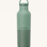 A Klean Kanteen 20oz rise insulated Reusable Stainless Steel Water Bottle with loop cap in a iceberg colour that's split in a light and dark shade. Features a matching loop cap