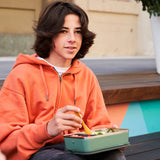 Klean Kanteen Rise Stainless Steel Lunch Box with green silicone leakproof lid