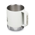 Klean Kanteen stainless steel insulated travel mug in matte white mountain on a white background