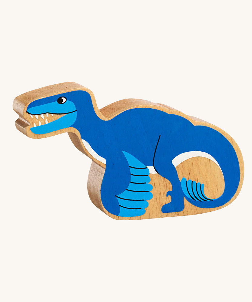 Lanka Kade Utahraptor Dinosaur blue wooden toy figure. These wooden toy figures are part of a huge range of Lanka Kade fair trade, wooden toys available here at Babipur.