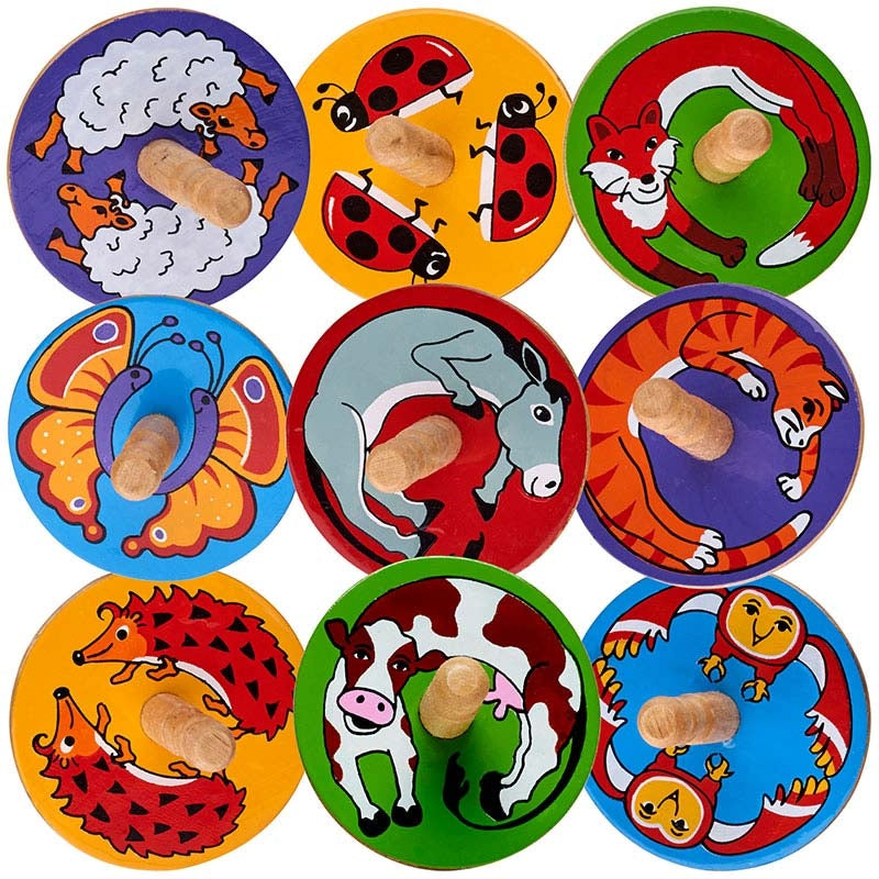 Lanka Kade Wooden Spinning Tops in 9 different designs