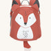 The Lassig tiny kids backpack in orange with a fox printed on, and 3D fox ears and a tail