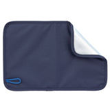 The small matt that comes with the Lassig kids outdoor backpack, in navy blue.