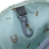The inside of the Lassig mini kids backpack, showing a handy hook inside the bag.