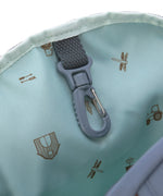 The inside of the Lassig mini kids backpack, showing a handy hook inside the bag.