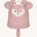 The Lassig kids tiny backpack in a light pink colour, with a cute chinchilla face printed on, and 3D ears and tail