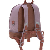 A back view of the Lassig mini backpack, showing the reflective, adjustable shoulder straps.